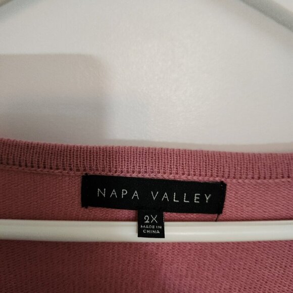 Napa Valley Sweater Size 2X Womens 3/4 Sleeve Pink With Broach - Picture 4 of 4